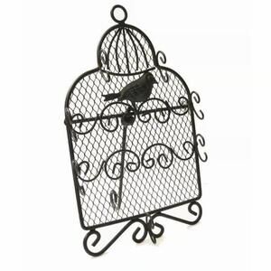 Jewelry Earring Holder Organizer Stand Birdcage Black Metal Boston Warehouse NEW